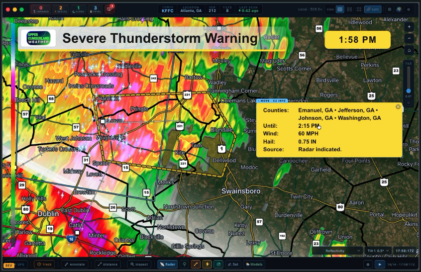Local storm reports and outages