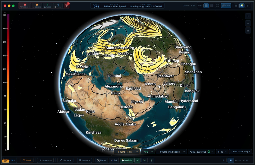 WeatherStudioPRO native 3D globe rendering model data