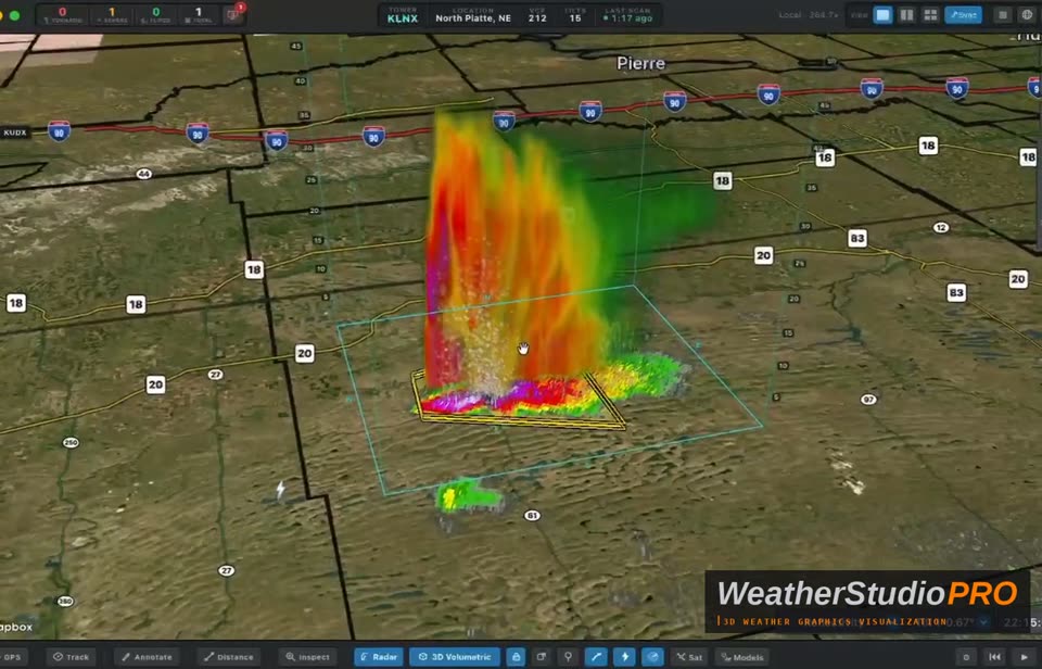 Mesocyclone rotation inside a warning wall